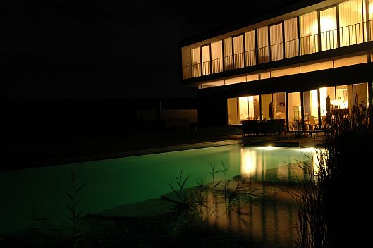 Villa Natural swimming pool at night